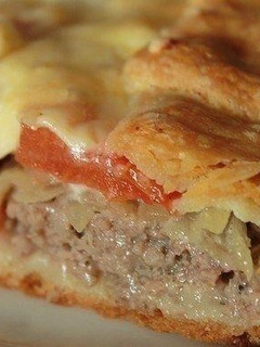 Фото Открытый мясной пирог.
