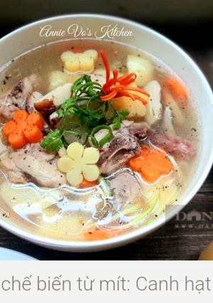 Hình của món Canh hạt mít nấu gà.