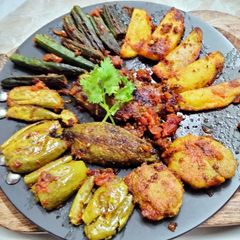 A picture of Achari tawa vegetables.