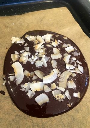 A picture of Toasted Coconut & Pink Salt Chocolate Bark ❤️.