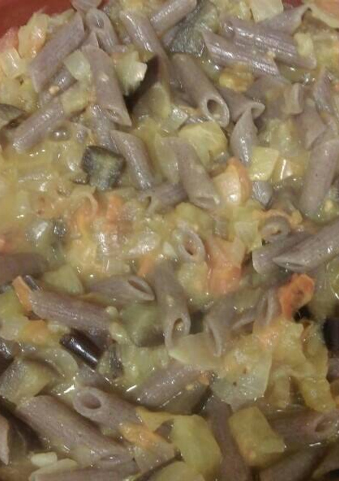 Una foto de Macarrones espelta con berenjena