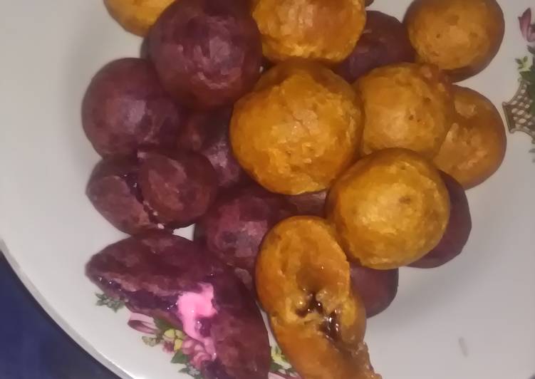 Bola-bola ubi (isi gula merah & coklat)