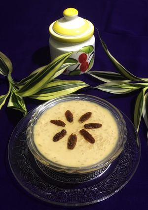 A picture of Date Palm Jaggery Payesh / Jaggery Rice Pudding.