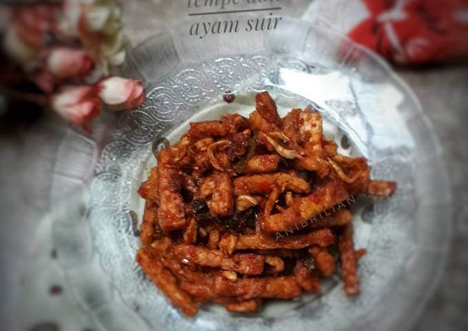 Balado tempe dan ayam suir