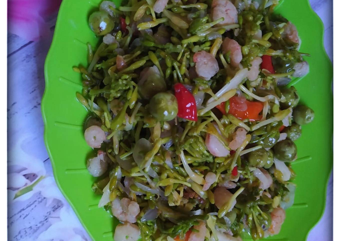 Tumis Udang Bunga Pepaya (Kembang Kates)