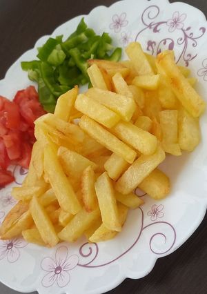 عکسی از دستور سیب زمینی سرخ شده به سبک رستورانی