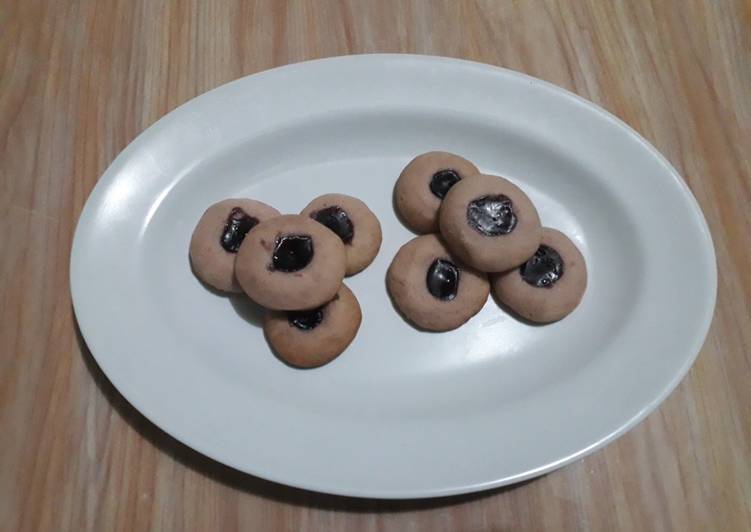 Thumbprint blueberry jam cookies