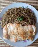 Lentejas con pollo a la plancha