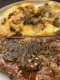 Bifes y papas aplastas con Chimi!!!
