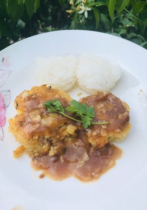 Hình của món Ăn dặm: vịt bọc khoai tây áp chảo.