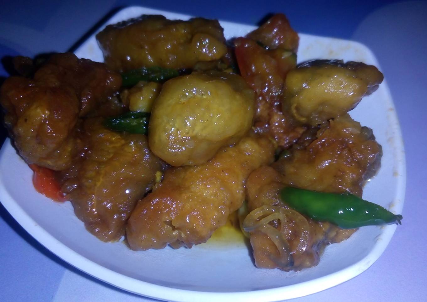 Tetelan salmon oseng lombok ijo