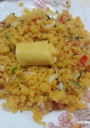 A picture of Dhokla_dhokli chaat.