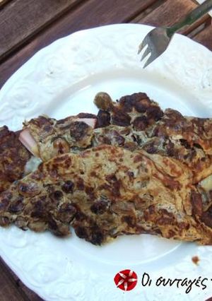 A picture of Omelette with fresh broad beans.