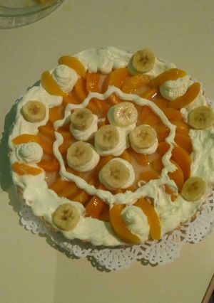 Una foto de Tarta de durazno y banana