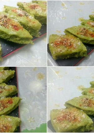A picture of Presenting green glory dhokla filled with leafy greens!.