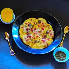 A picture of Shahi Mango Dahi Vada.