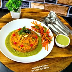 A picture of Exotic Tomato Gourmet Semolina Upma - Sooji Upma In Restaurant Style.