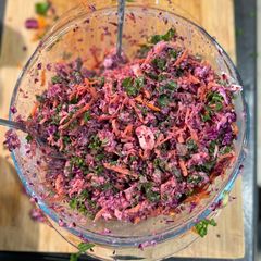 A picture of Healthy slaw with seasonal kale.