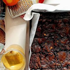 A picture of Orange ginger hazelnut brownies.