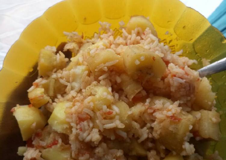 Step-by-Step Guide to Prepare Speedy Mixed banana.potatoes and rice