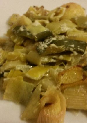 Une photo de Gratin de poireaux aux pleurotes et parmesan !