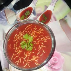 A picture of Beetroot and carrot soup.