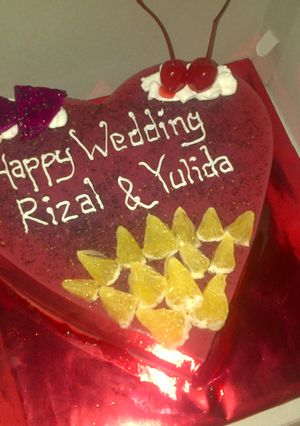 Foto resep Puding buah Naga special wedding 