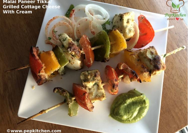 Simple Way to Make Yummy Malai Paneer Tikka / Grilled Cottage Cheese With Cream
