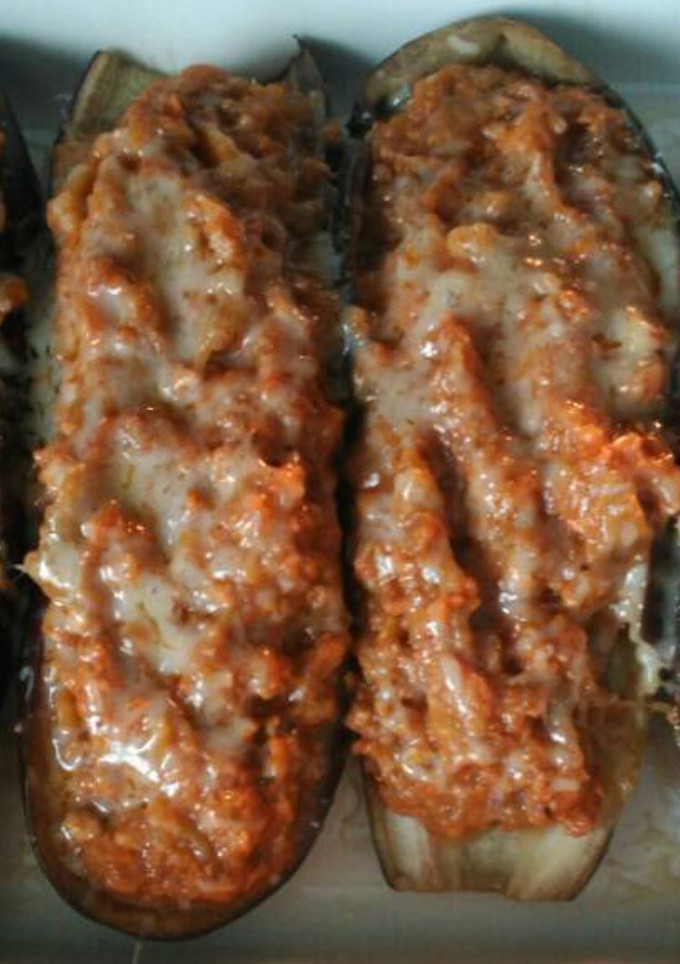 Una foto de Berenjenas rellenas de carne - Thermomix. Apto para diabéticos