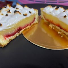 A picture of Raspberry Lemon Meringue Tart.