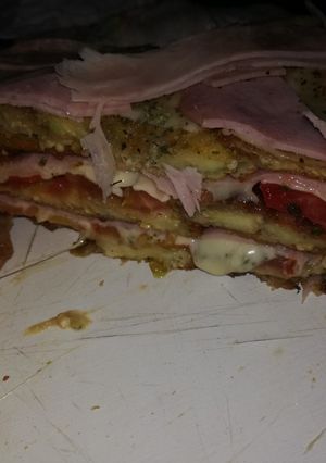 Una foto de Torrejas de berenjena o pizza de berenjena