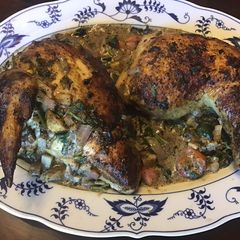 A picture of California Farm Cajun Spice Chicken in Holy Trinity Cream Sauce.