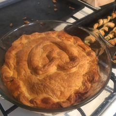 A picture of Minted lamb and potato pie.