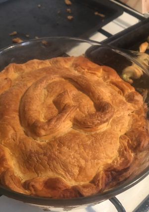 A picture of Minted lamb and potato pie.