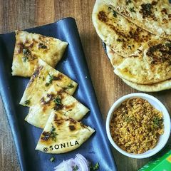 A picture of Soya keema stuffed naan.