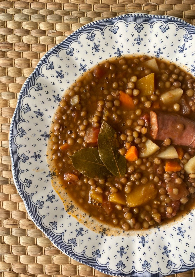 Una foto de Lentejas con calabaza