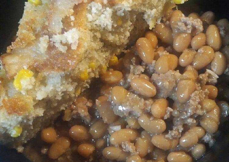 Beans and Burger with Onions
