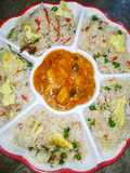 Simple frid rice with chicken Manchurian