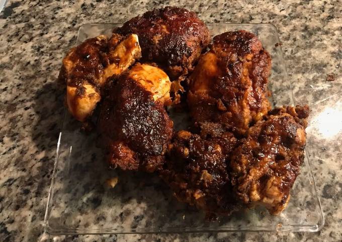 Pollo estilo KFC con BBQ Receta de Jessi de la Rocha- Cookpad