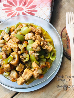 Foto resep Tumis tempe dan tomat ijo