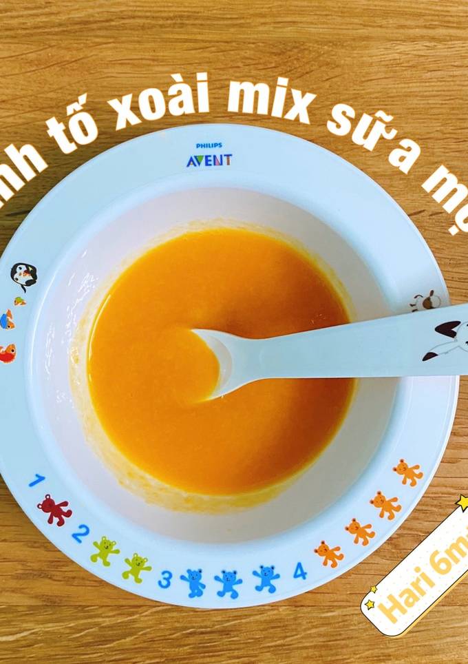 Hình của món Sinh tố xoài mix sữa mẹ - Món phụ cho bé ăn dặm.