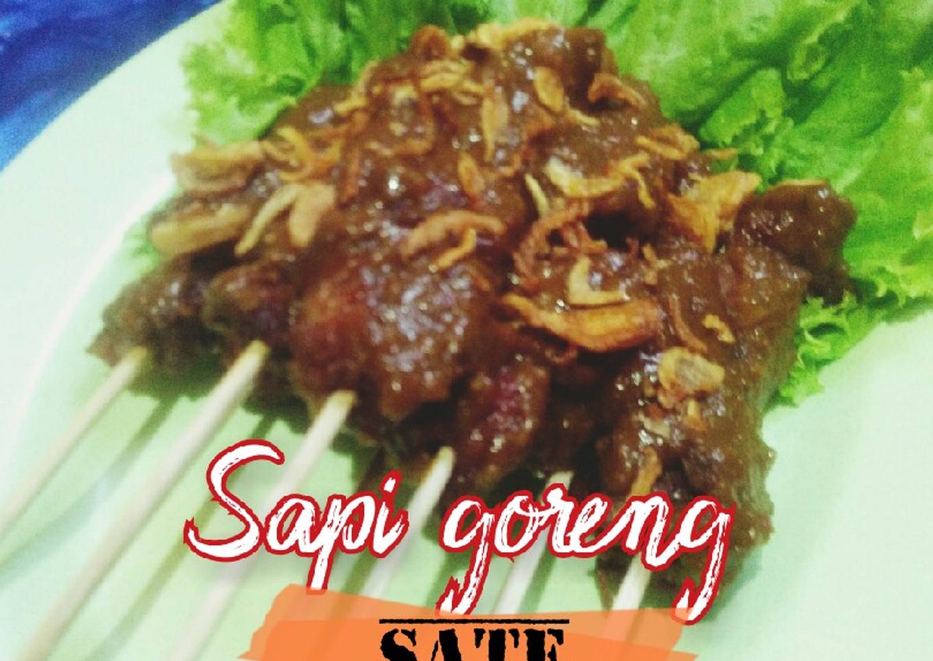 Sate sapi goreng bumbu kacang