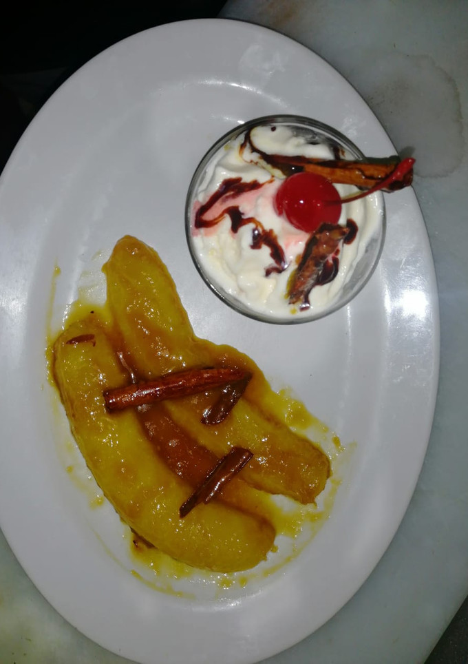 Una foto de Plátano flameado