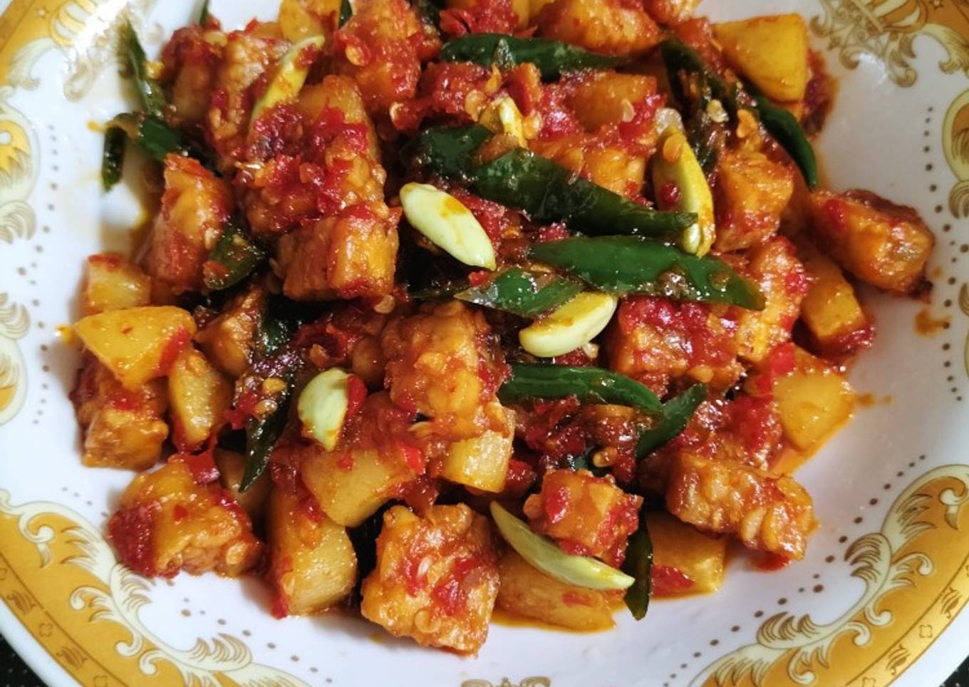Sambel goreng kentang, tempe & pete