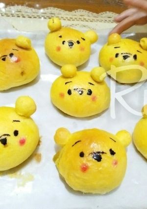 Foto resep Roti the pooh custard ubi karakter