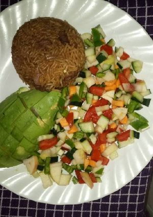 A picture of Beef Pilau and Happy Salad.