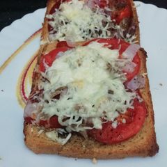 Onion, Tomato, Cheese Open Sandwich A picture of Onion, Tomato, Cheese Open Sandwich.