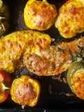 Berenjenas y pimientos rellenos