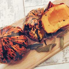 Whole Baked Celebration Squash with Crispy Fried Sage A picture of Whole Baked Celebration Squash with Crispy Fried Sage.
