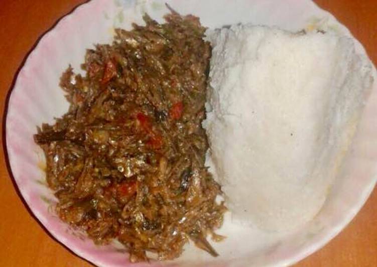 Recipe of Ultimate Delicious Wet fried Herrings and Ugali